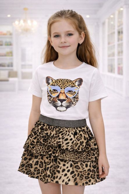 Hoofdbeeld Meisjes T-Shirt Panter – Wit 