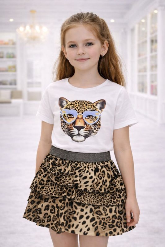 Meisjes T-Shirt Panter – Wit 